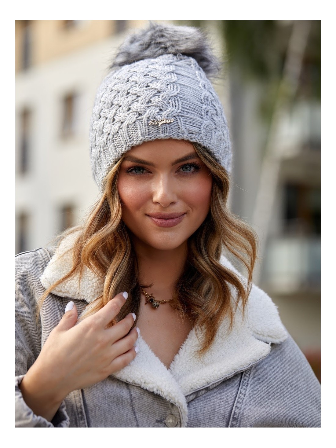 Light gray winter hat C15 - Online store - Boutique